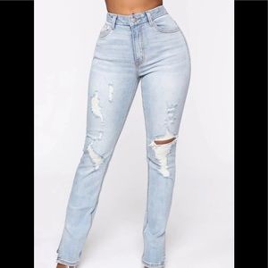 Fashion Nova Killing 'Em Kindly High Rise Jeans - Size/15 Light Blue Wash